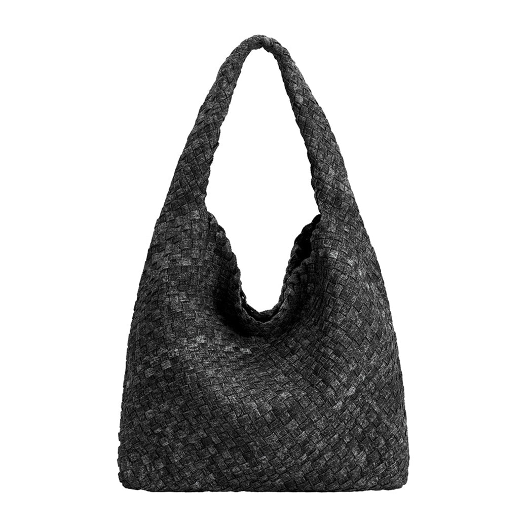 Johanna Black Denim Large Shoulder Bag | Melie Bianco