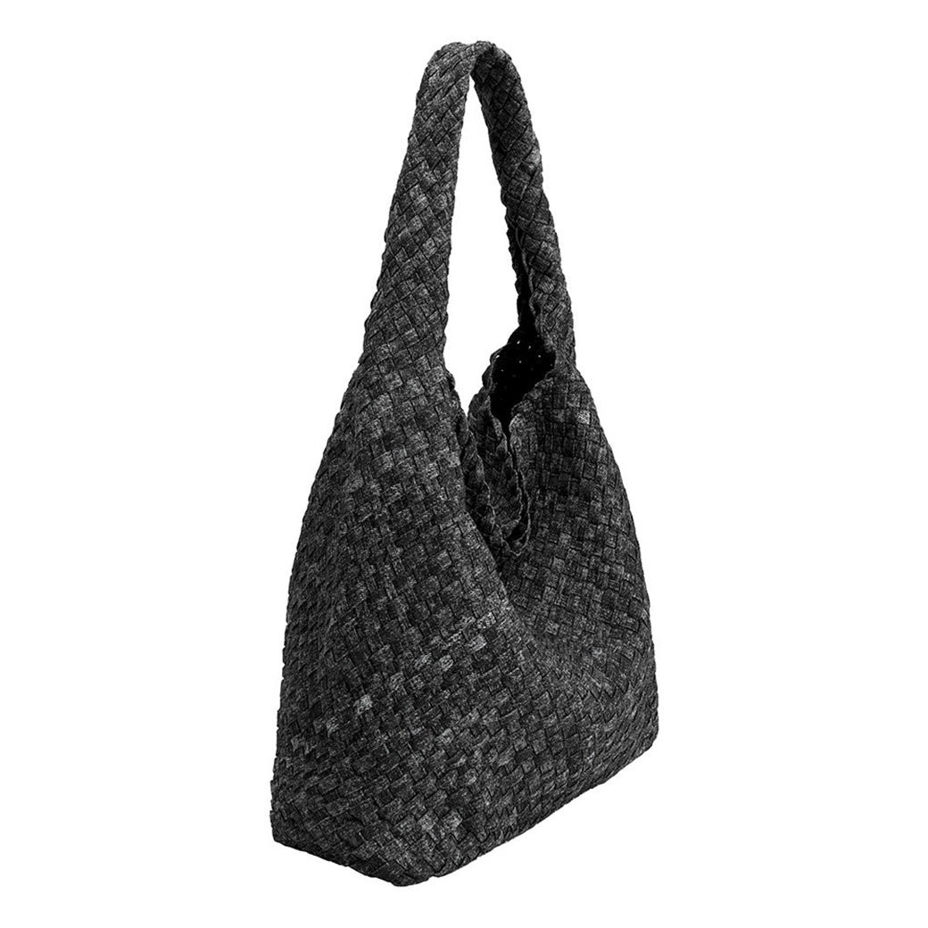 Johanna Black Denim Large Shoulder Bag | Melie Bianco
