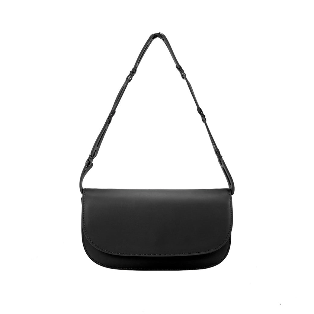 Inez Black Vegan Leather Shoulder Bag | Melie Bianco
