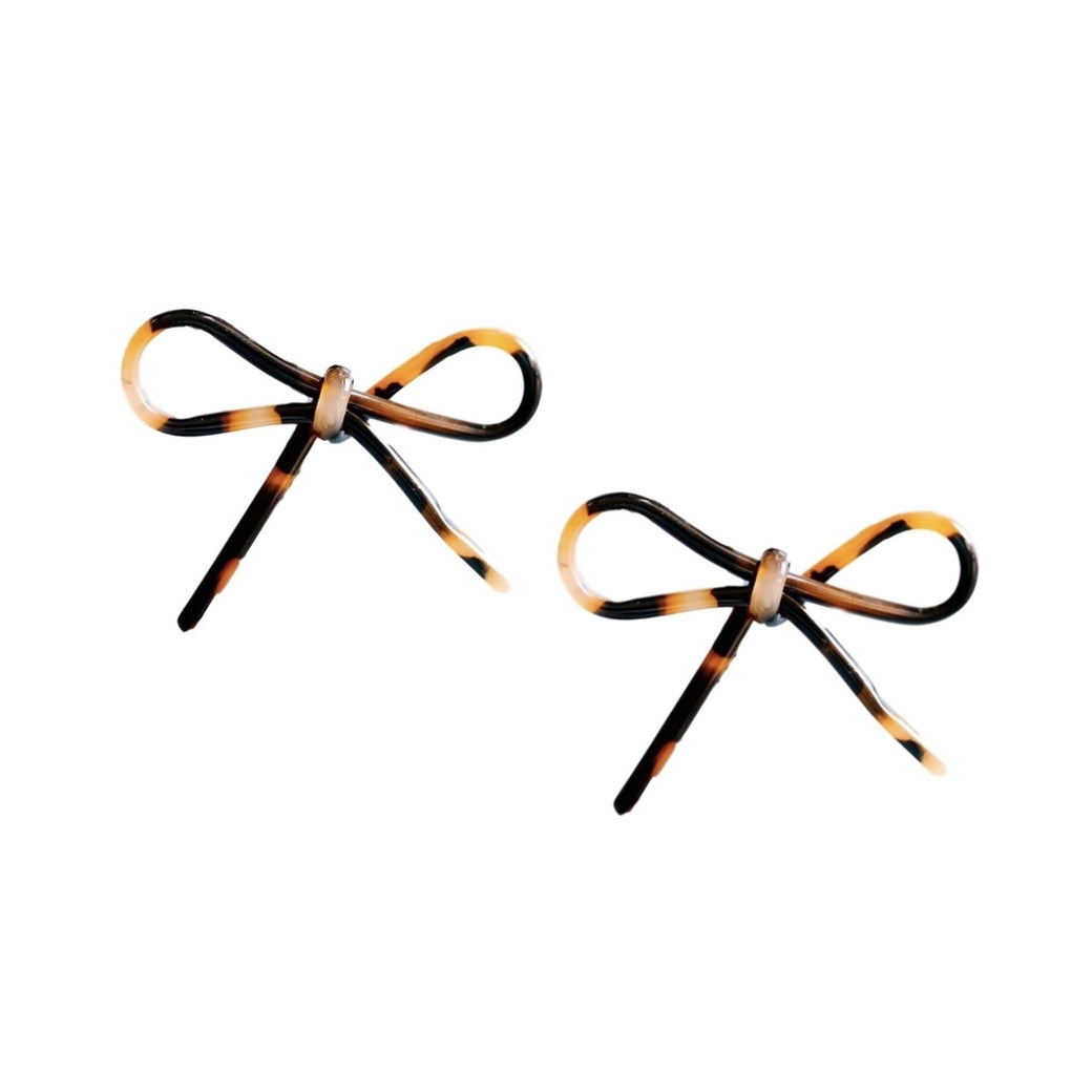 Brown St Armands Designs of Sarasota Tortoise Bow Statement Stud Earrings