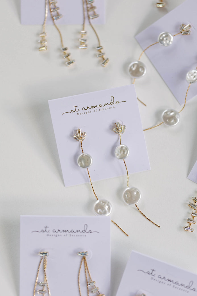 Pearl and Diamond Holiday Statement Drop Earrings | St Armands Designs of Sarasota