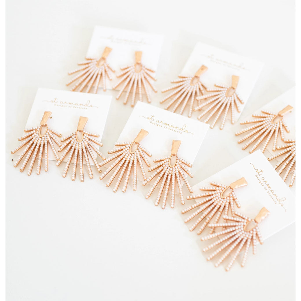 Pearl Sunburst Statement Drop Earrings | St Armands Designs of Sarasota