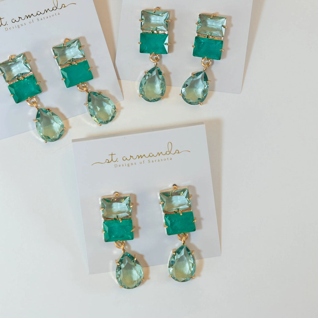 Amalfi Turquoise Ombre Gem Drop Statement Earrings | St Armands Designs of Sarasota