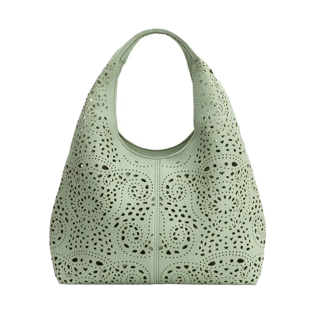 Farrow Mint Laser-Cut Vegan Leather Tote | Melie Bianco