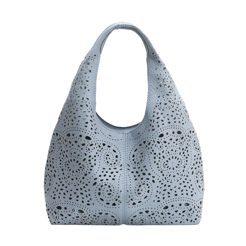 Farrow Sky Laser-Cut Vegan Leather Tote | Melie Bianco