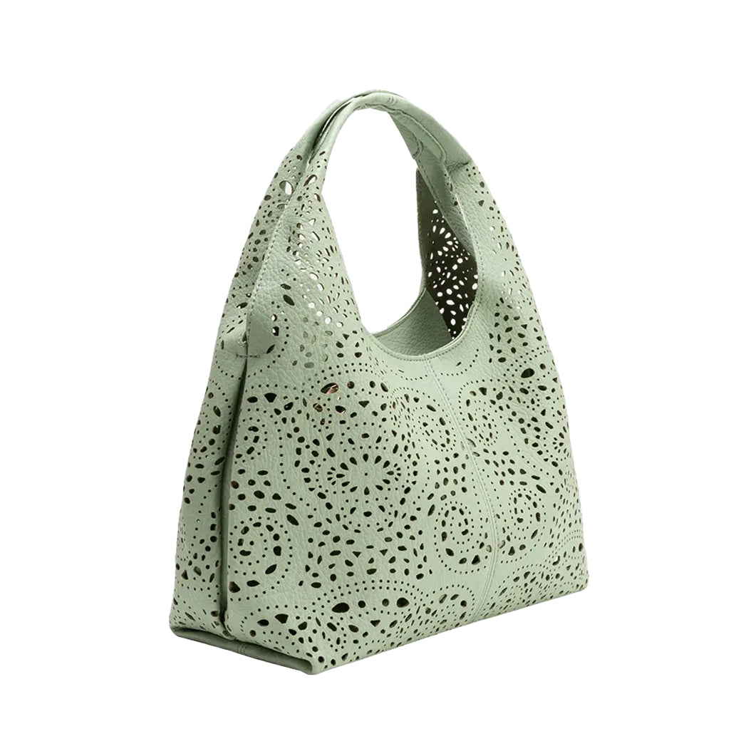 Farrow Mint Laser-Cut Vegan Leather Tote | Melie Bianco