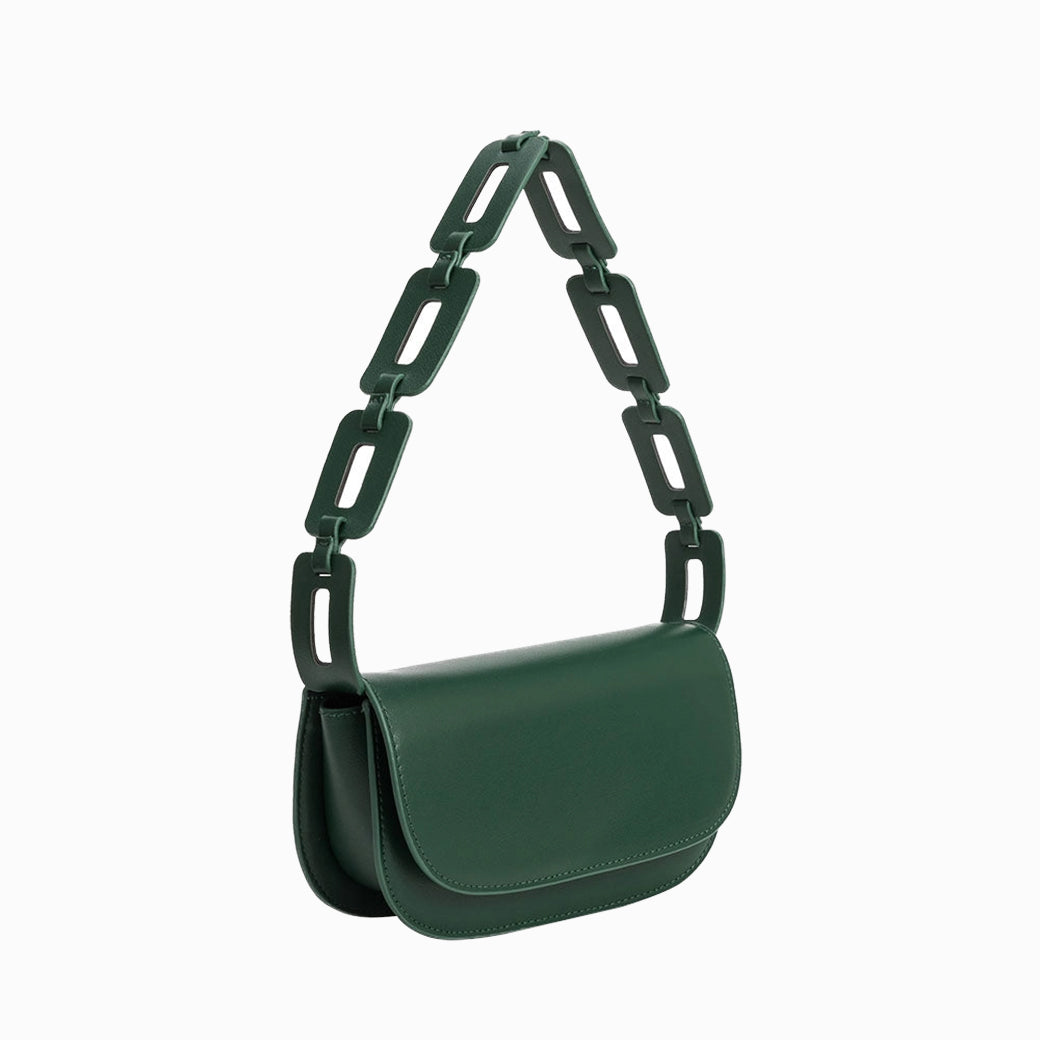Inez Green Vegan Leather Shoulder Bag | Melie Bianco