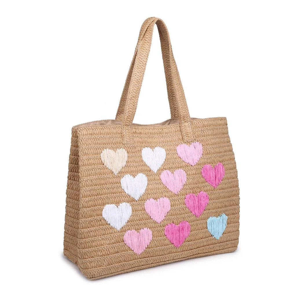 Francine Woven Straw Heart Tote | Urban Expressions