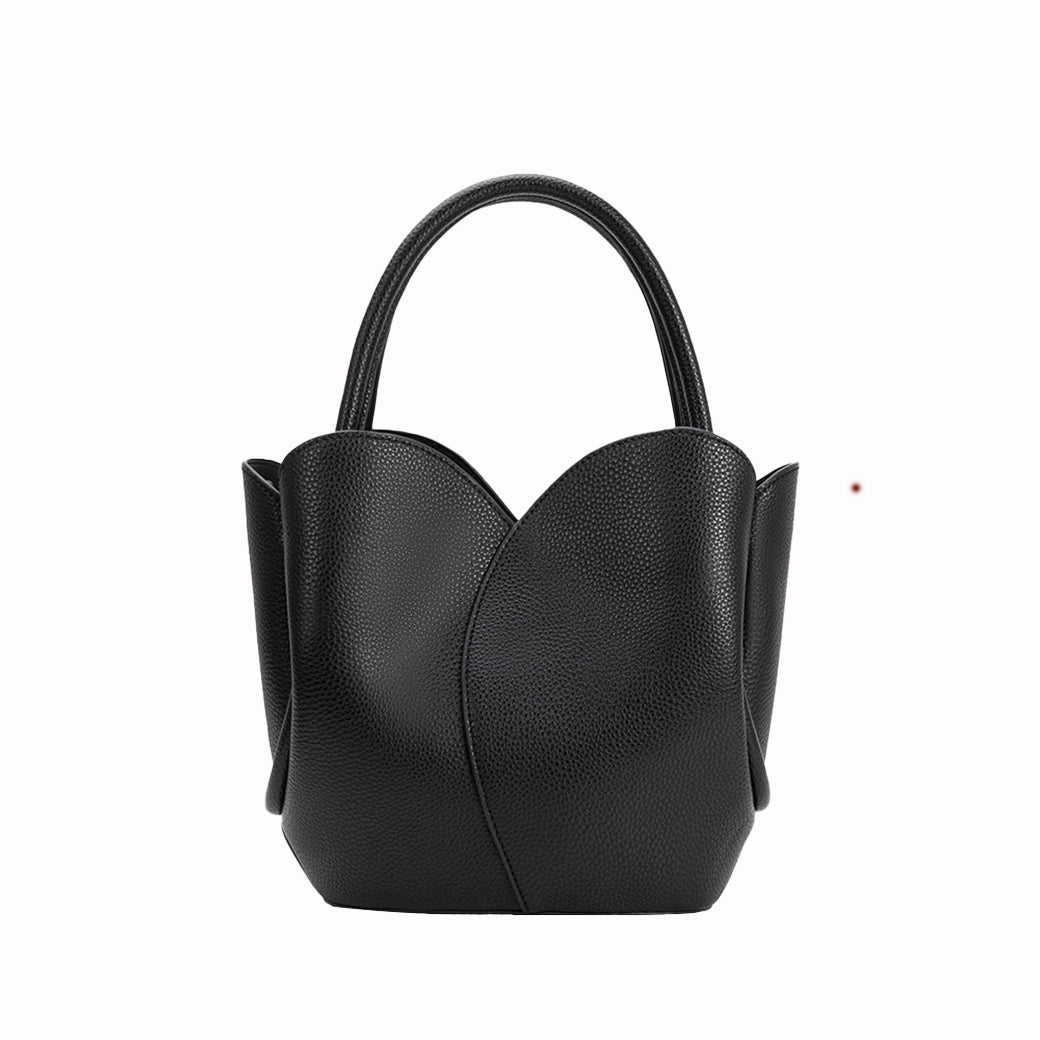 Tulip Black Vegan Top Handle & Crossbody Bag | Melie Bianco