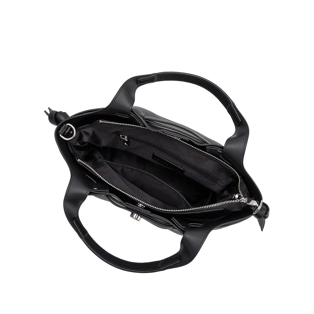 Avril Black Recycled Vegan Leather Top-Handle Bag | Melie Bianco