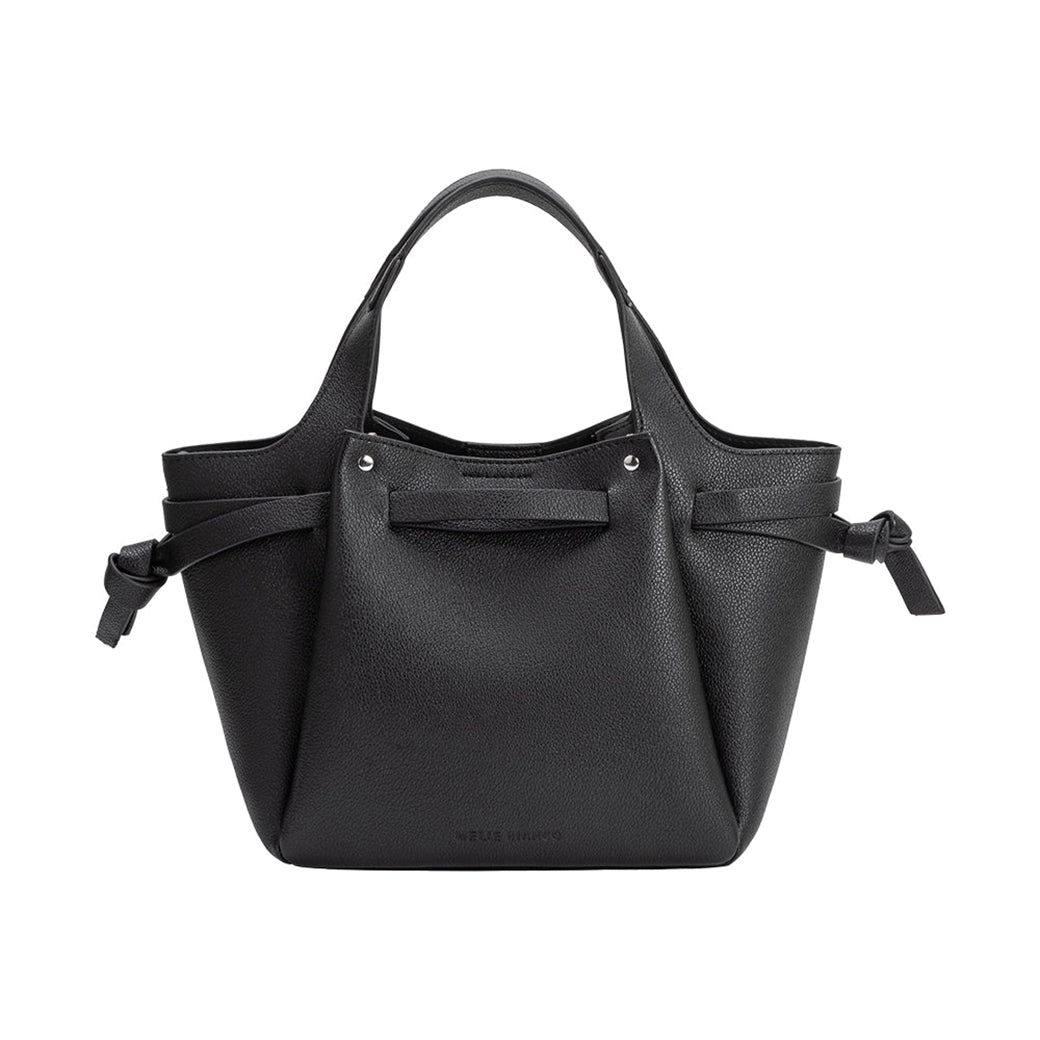 Avril Black Recycled Vegan Leather Top-Handle Bag | Melie Bianco