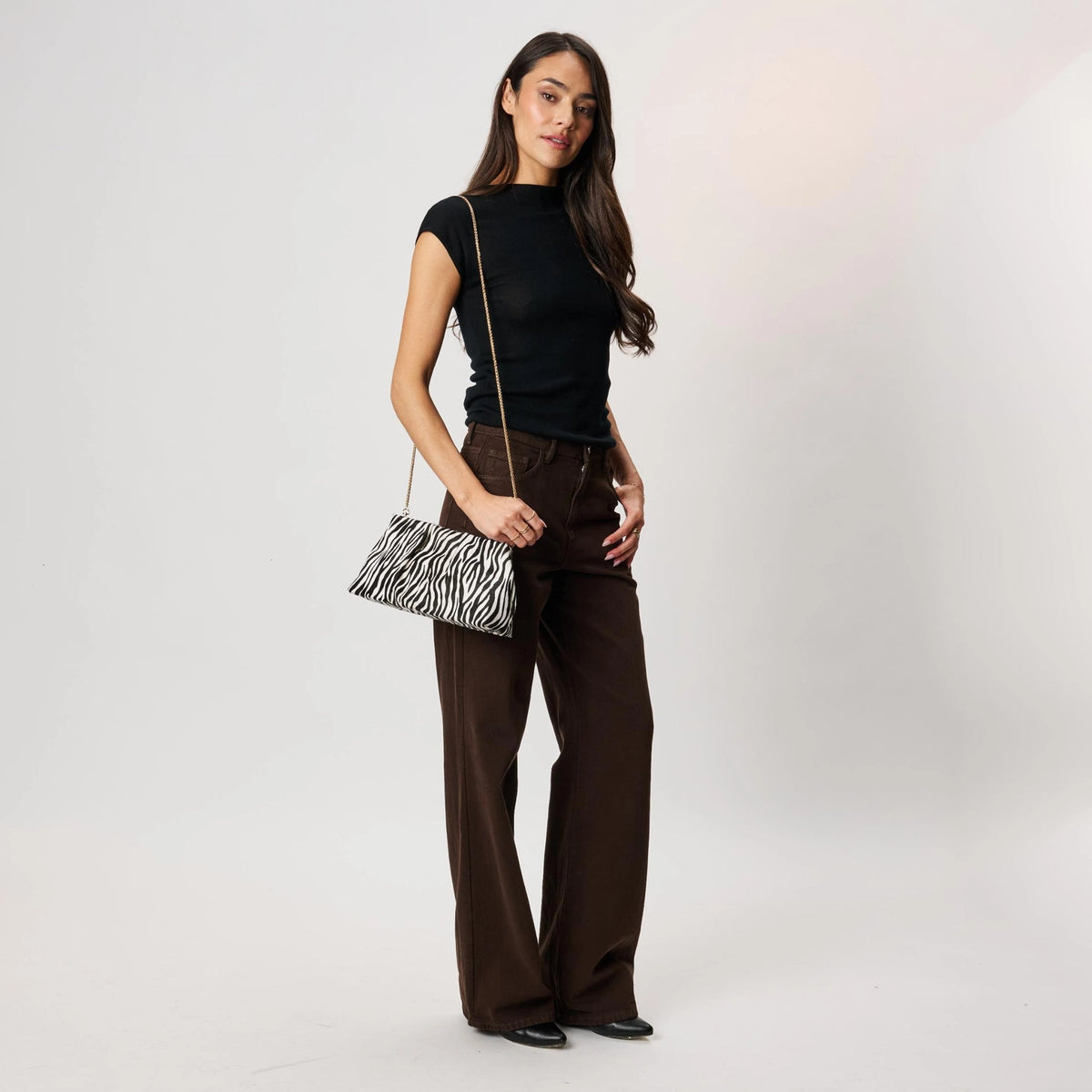 Elva Zebra Black & White Clutch | Moda Luxe