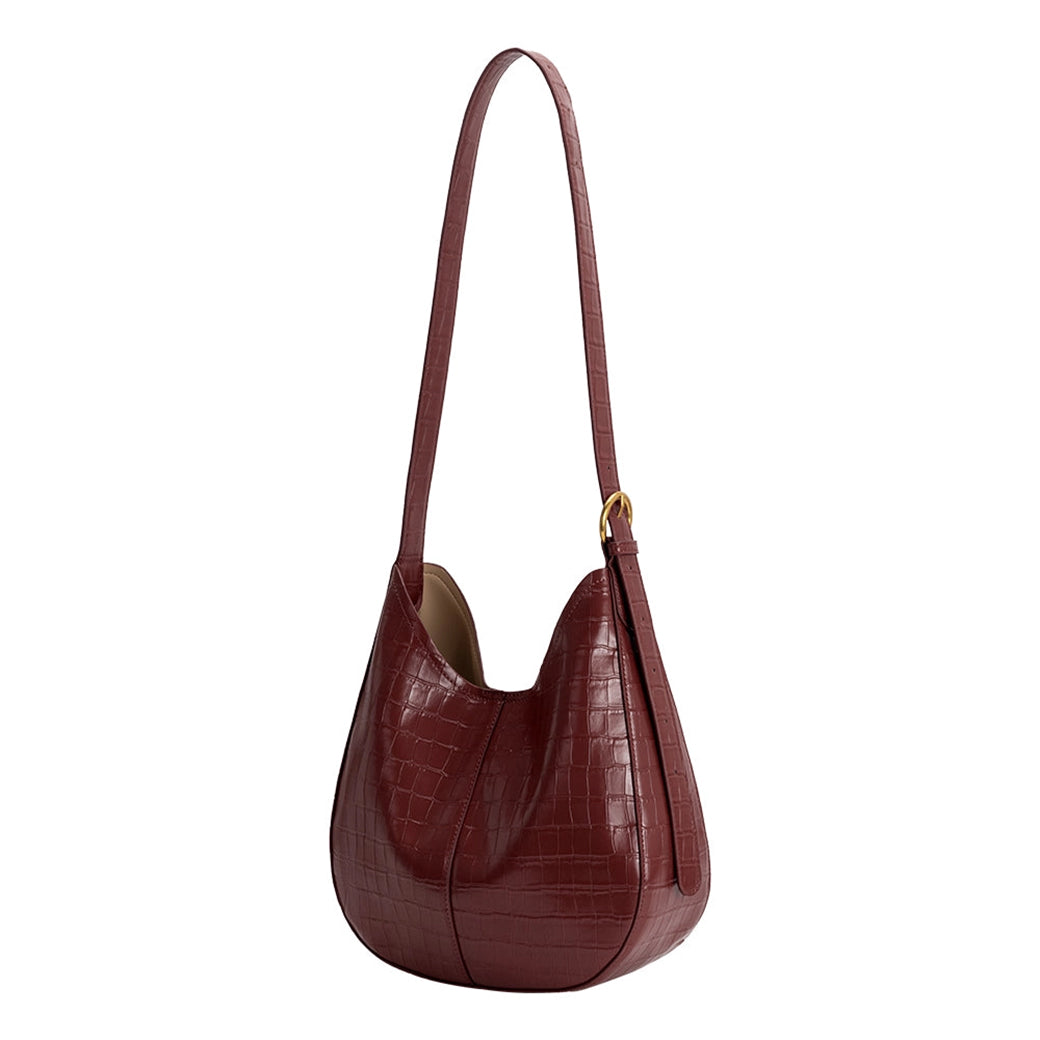 Stefanie Burgundy Embossed Vegan Leather Shoulder Bag | Melie Bianco