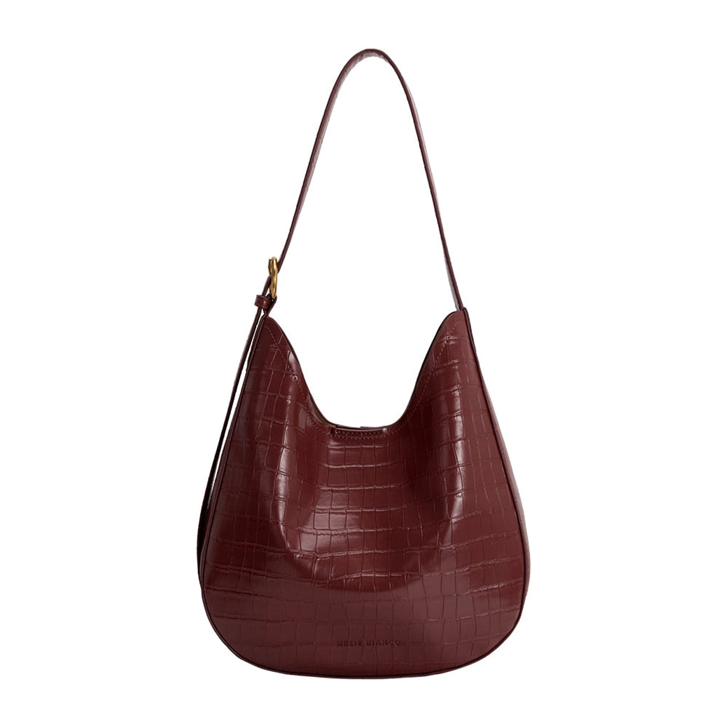 Stefanie Burgundy Embossed Vegan Leather Shoulder Bag | Melie Bianco