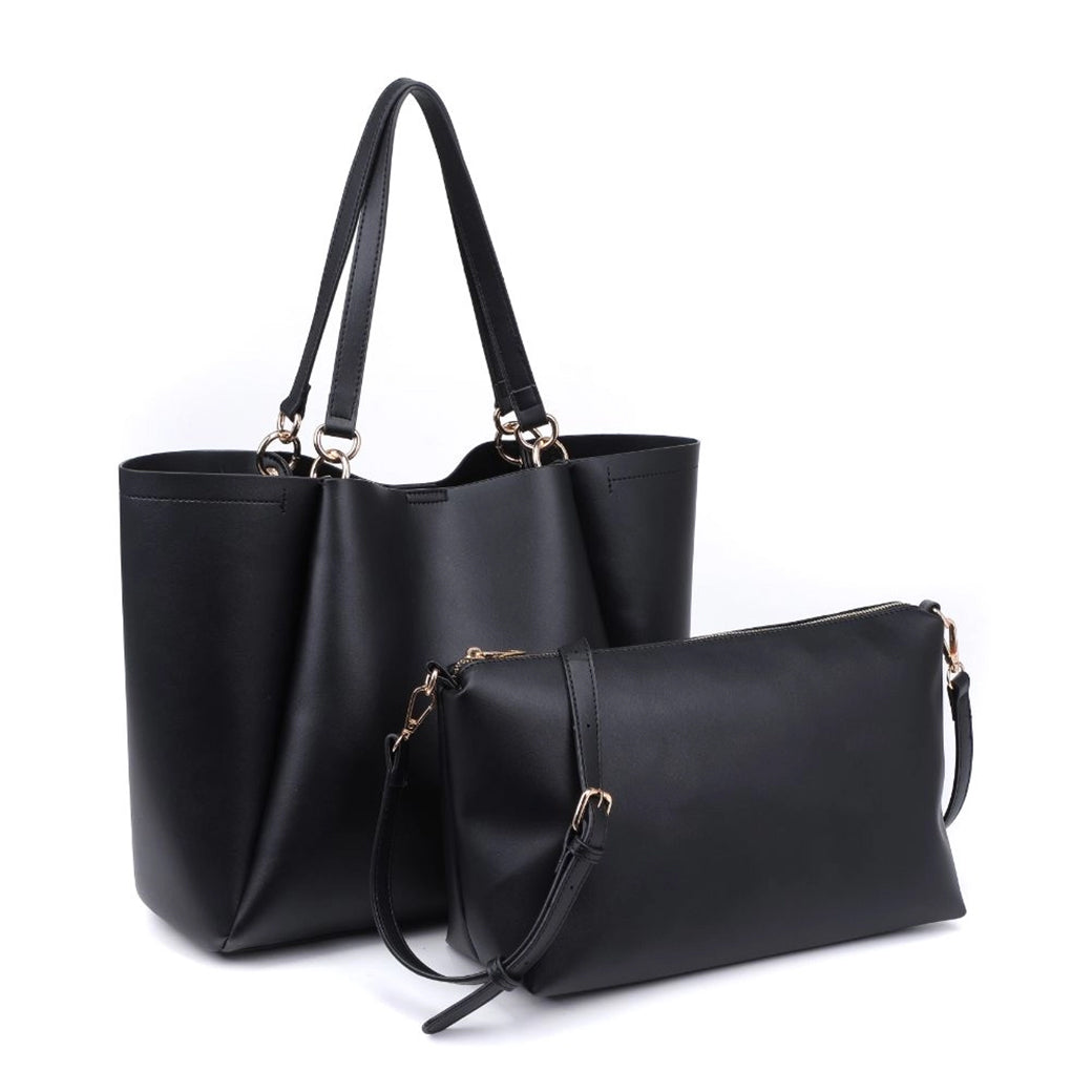 Brooklyn Tote - Versatile Black Vegan Leather Bag with Adjustable Strap | Moda Luxe