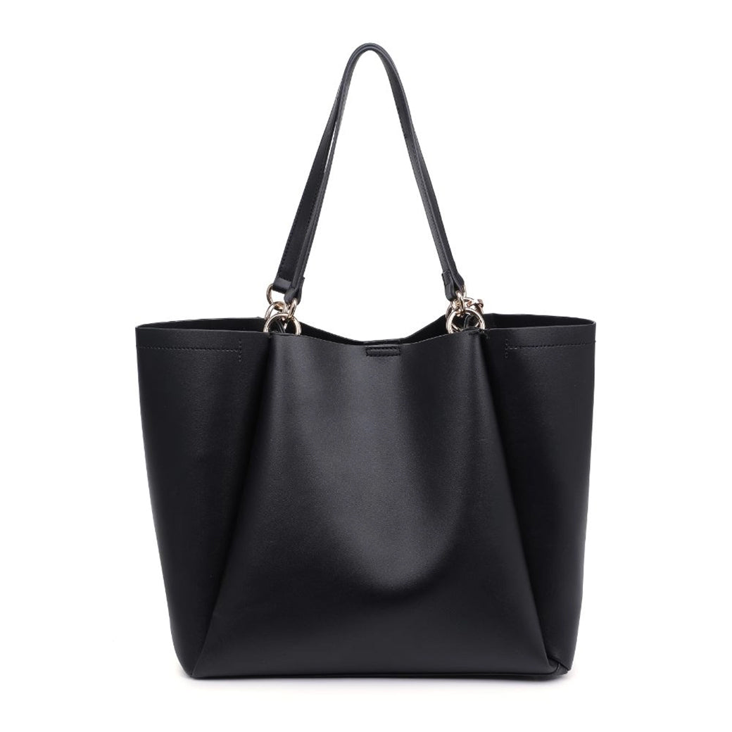 Brooklyn Tote - Versatile Black Vegan Leather Bag with Adjustable Strap | Moda Luxe