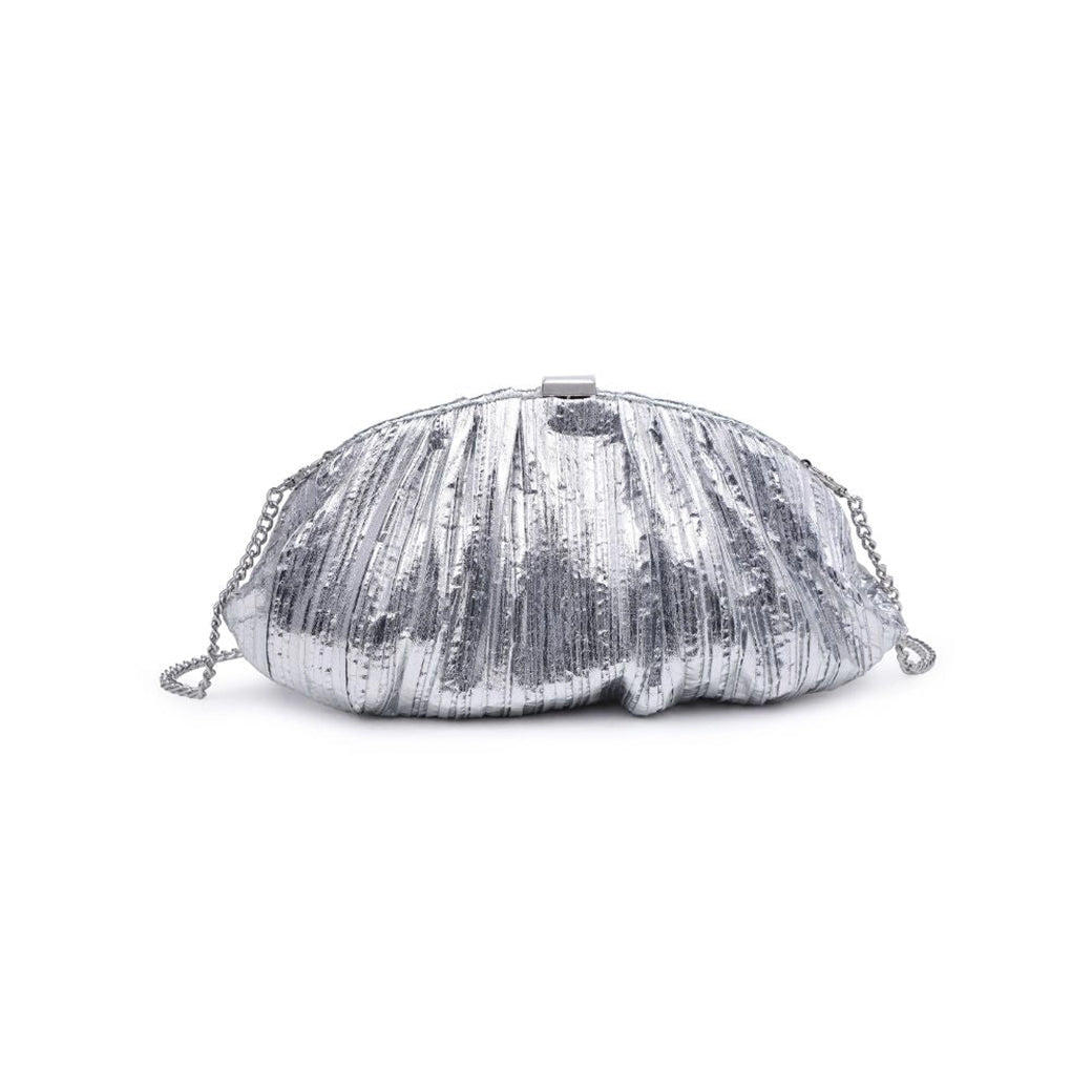 Jewel Silver Vegan Clutch with Snap Closure | Mode Luxe