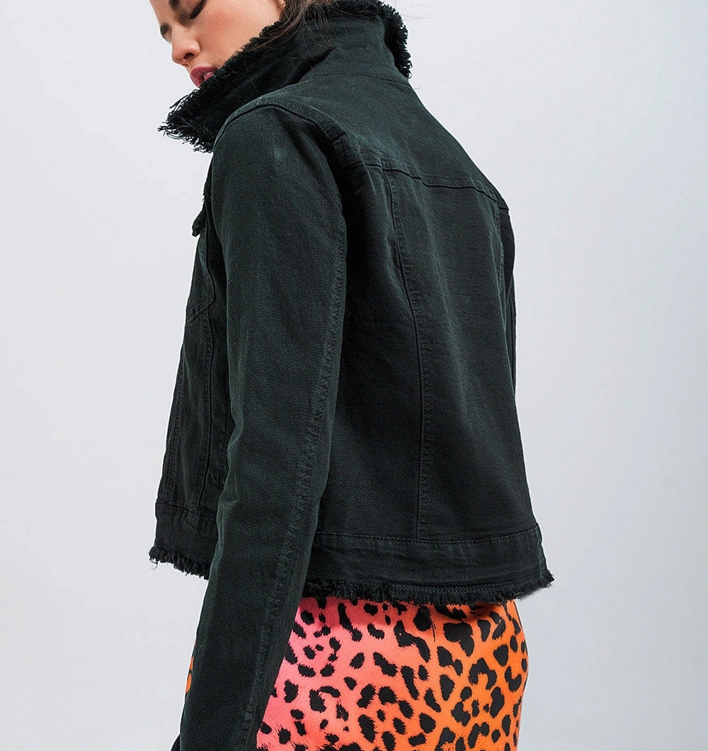 Raw Edge Black Denim Jacket | Q2