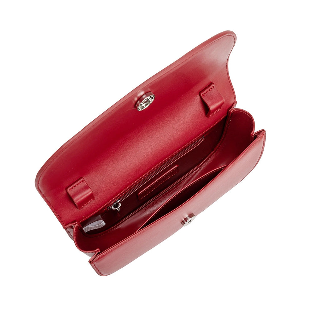Inez Red Vegan Leather Shoulder Bag | Melie Bianco