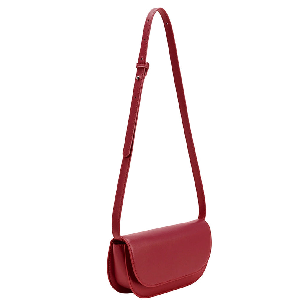 Inez Red Vegan Leather Shoulder Bag | Melie Bianco