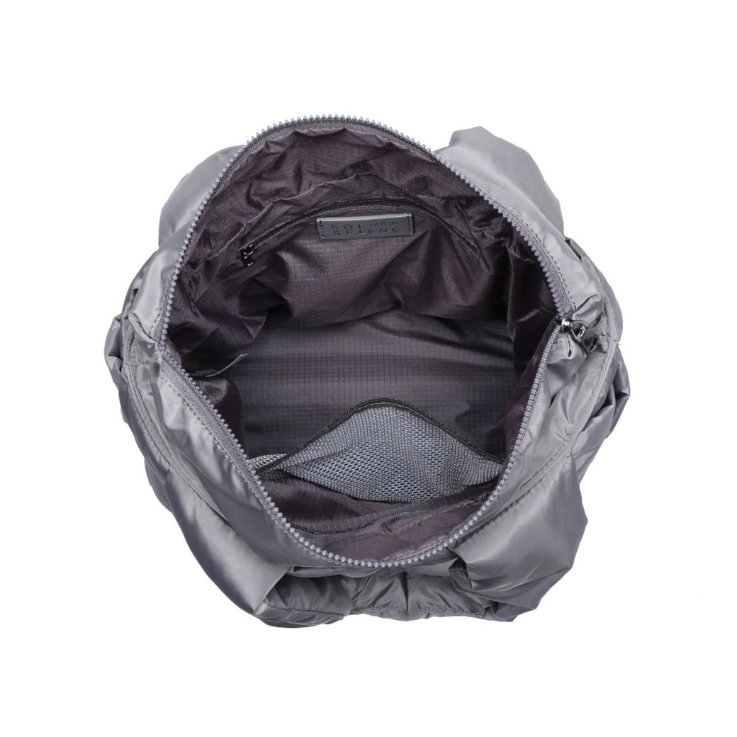 Intuition Silver North South Woven Carbon Nylon Tote | SOL AND SELENE