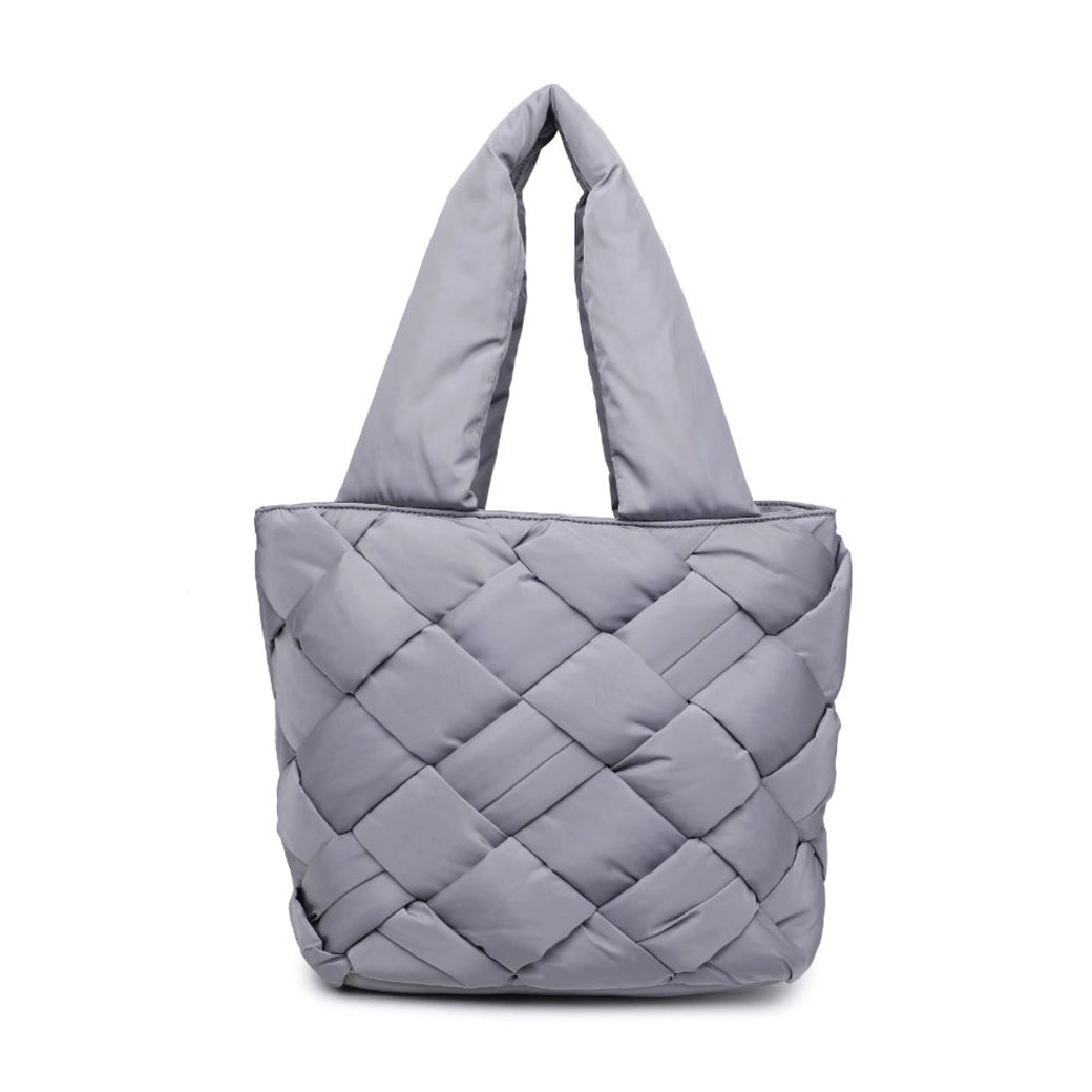 Intuition Silver North South Woven Carbon Nylon Tote | SOL AND SELENE