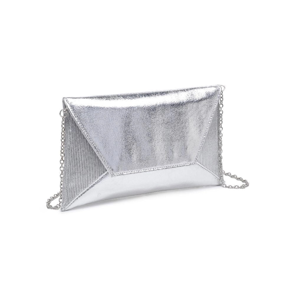 Silver Vegan Envelope Clutch with Removable Chain | Urban Expressions