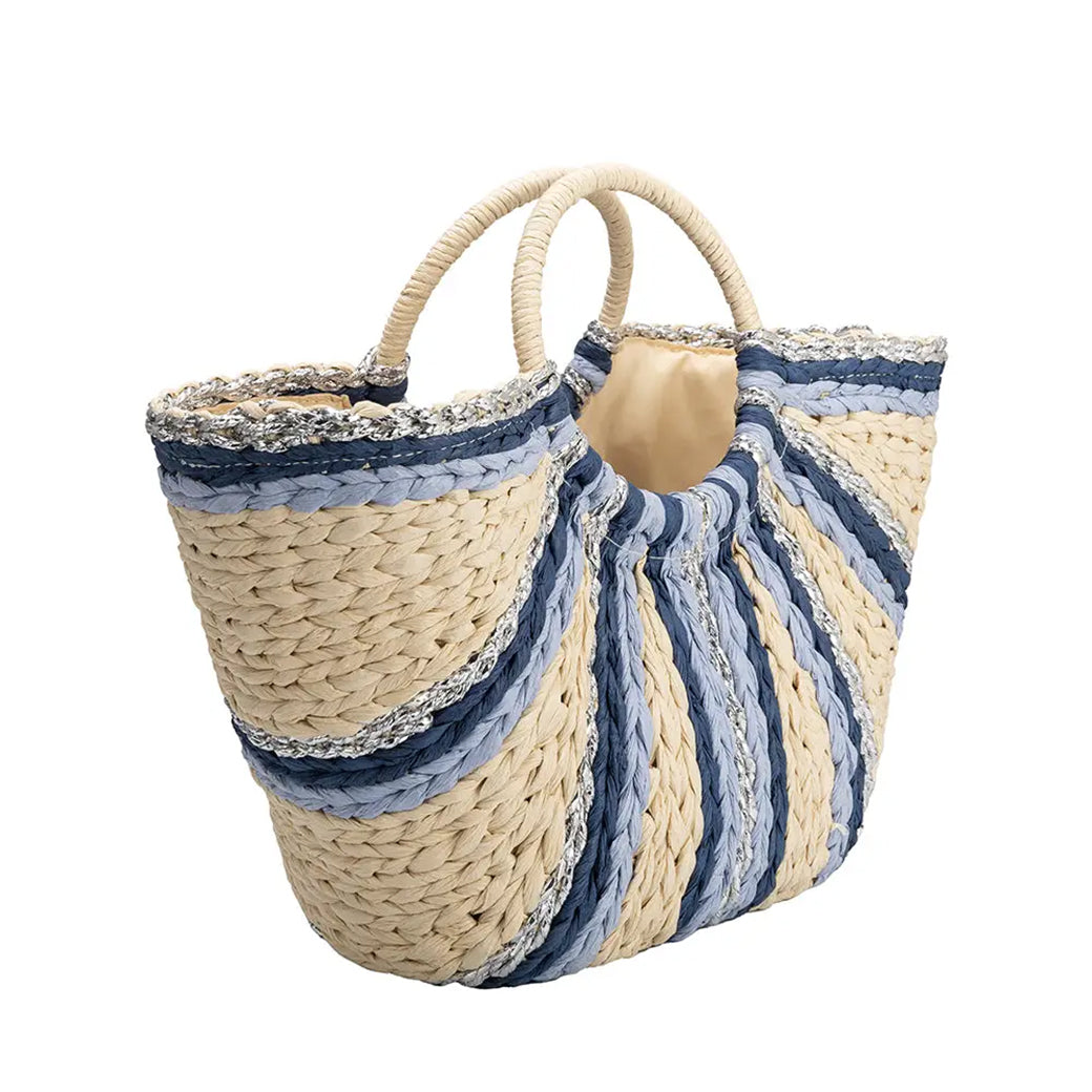 Suzie Blue Large Straw Tote Bag | Melie Bianco