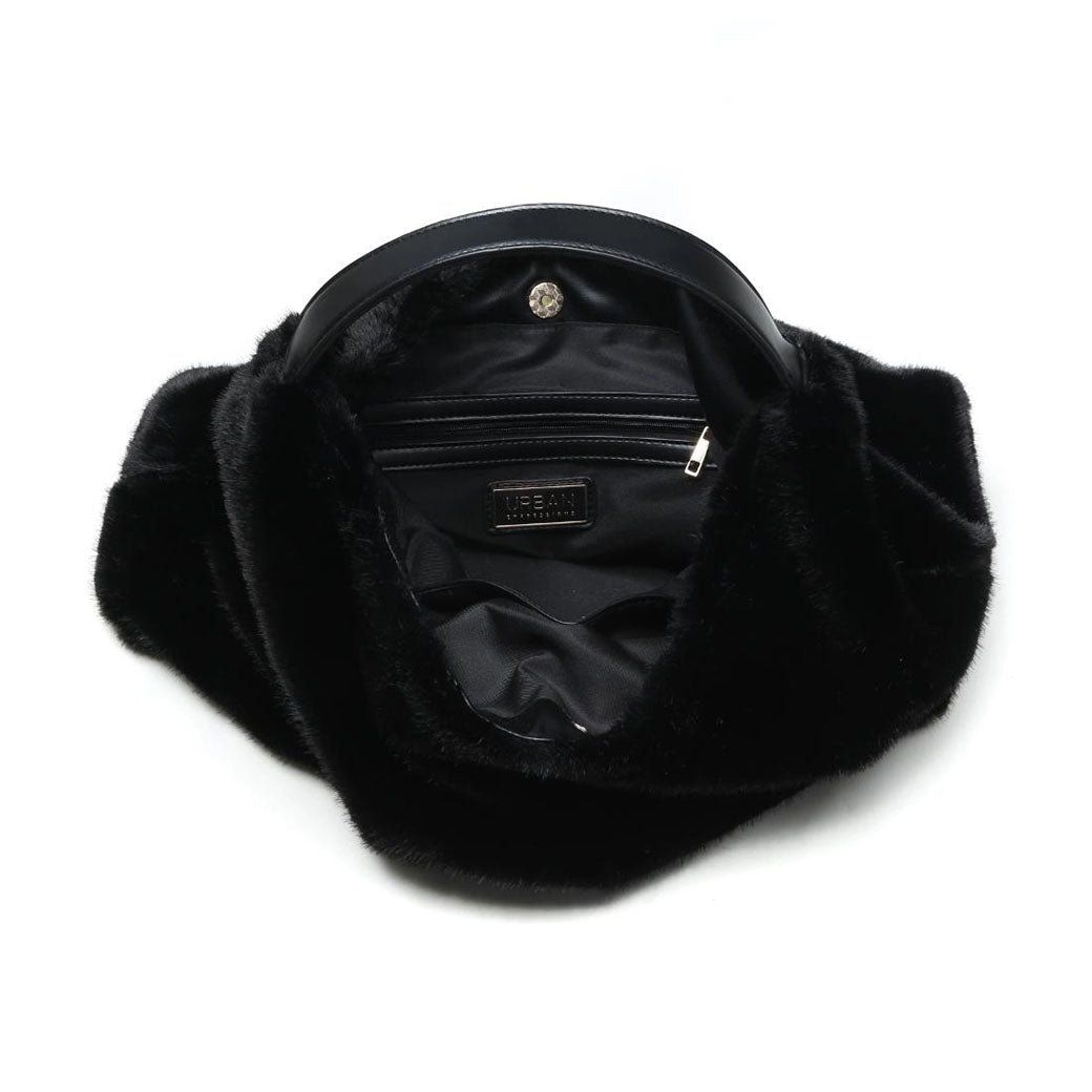 Chandler Plush Black Vegan Hobo Bag | Urban Expression