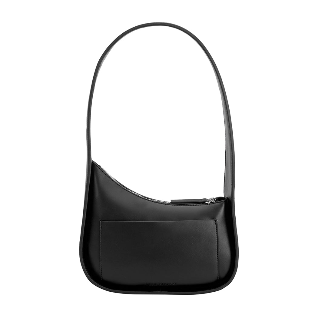 Willow Asymmetric Black Vegan Shoulder Bag | Melie Bianco