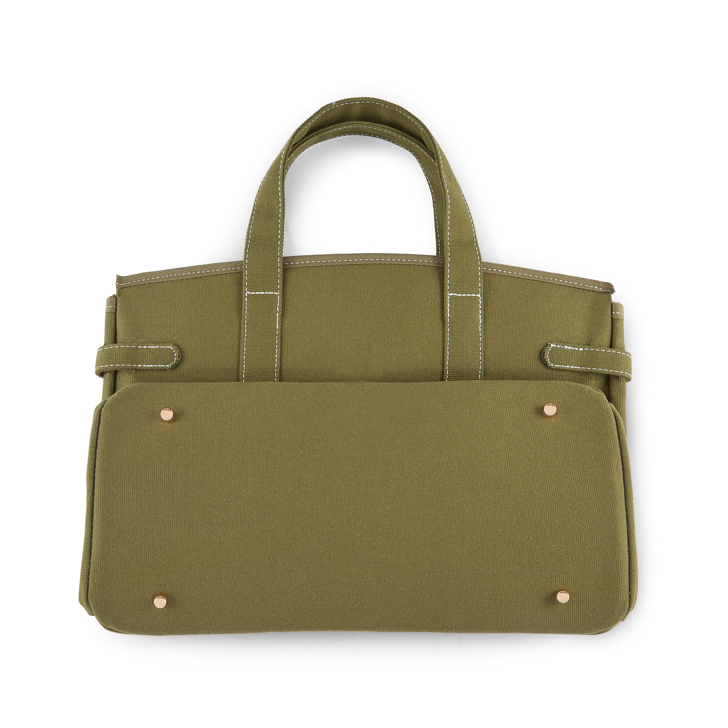 The Boatkin Canvas Tote – Canvas Bag Solid Army Green & Gold Hardware