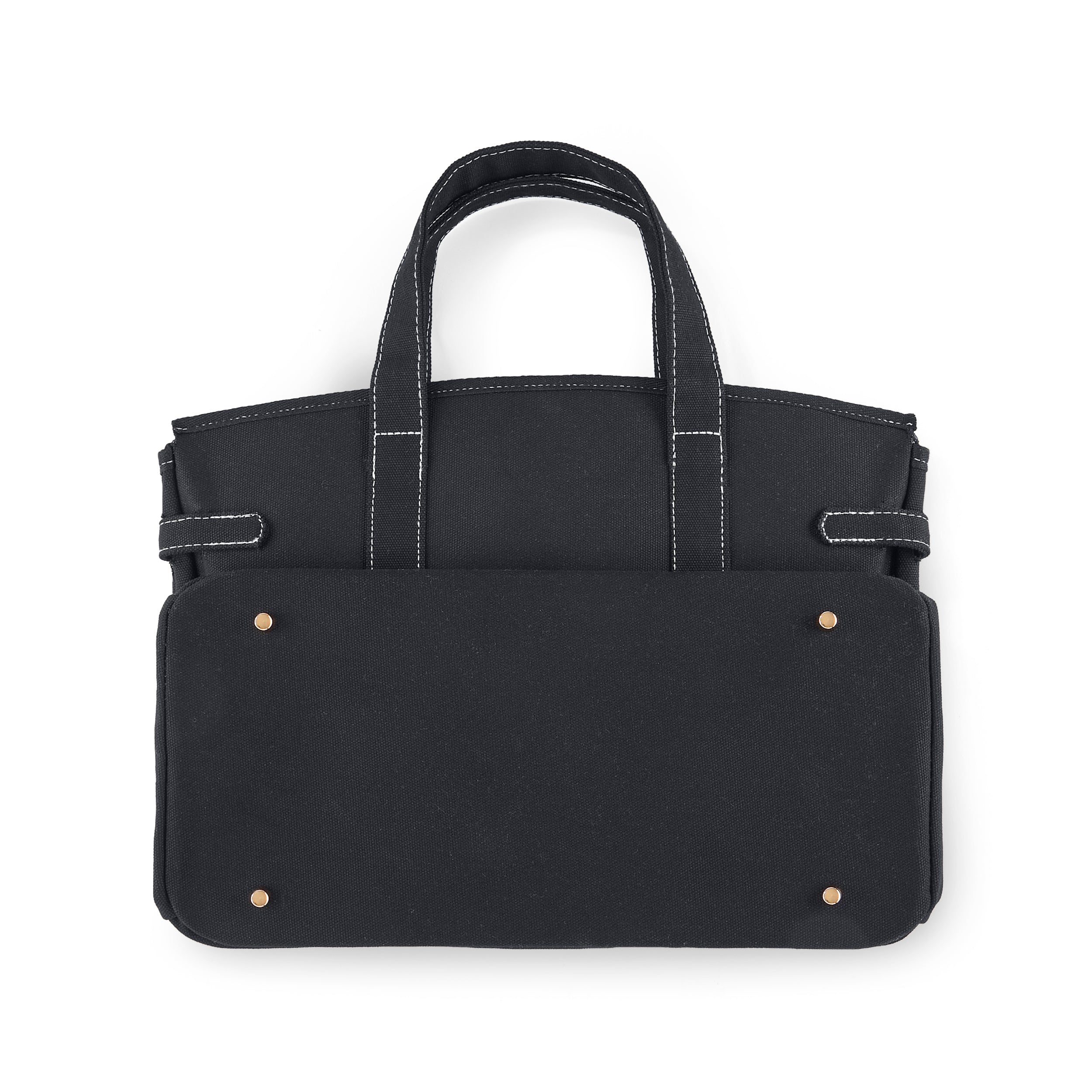 The Boatkin Canvas Tote – Canvas Bag Solid Black Gold Hardware