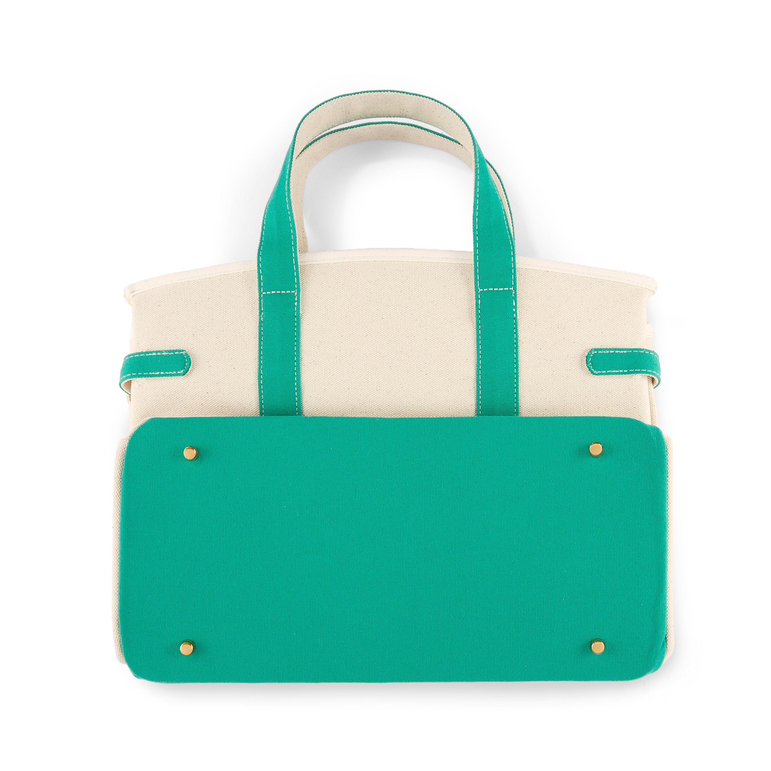 The Boatkin Canvas Tote – Handcrafted Canvas Bag with Green Trim & Gold Hardware