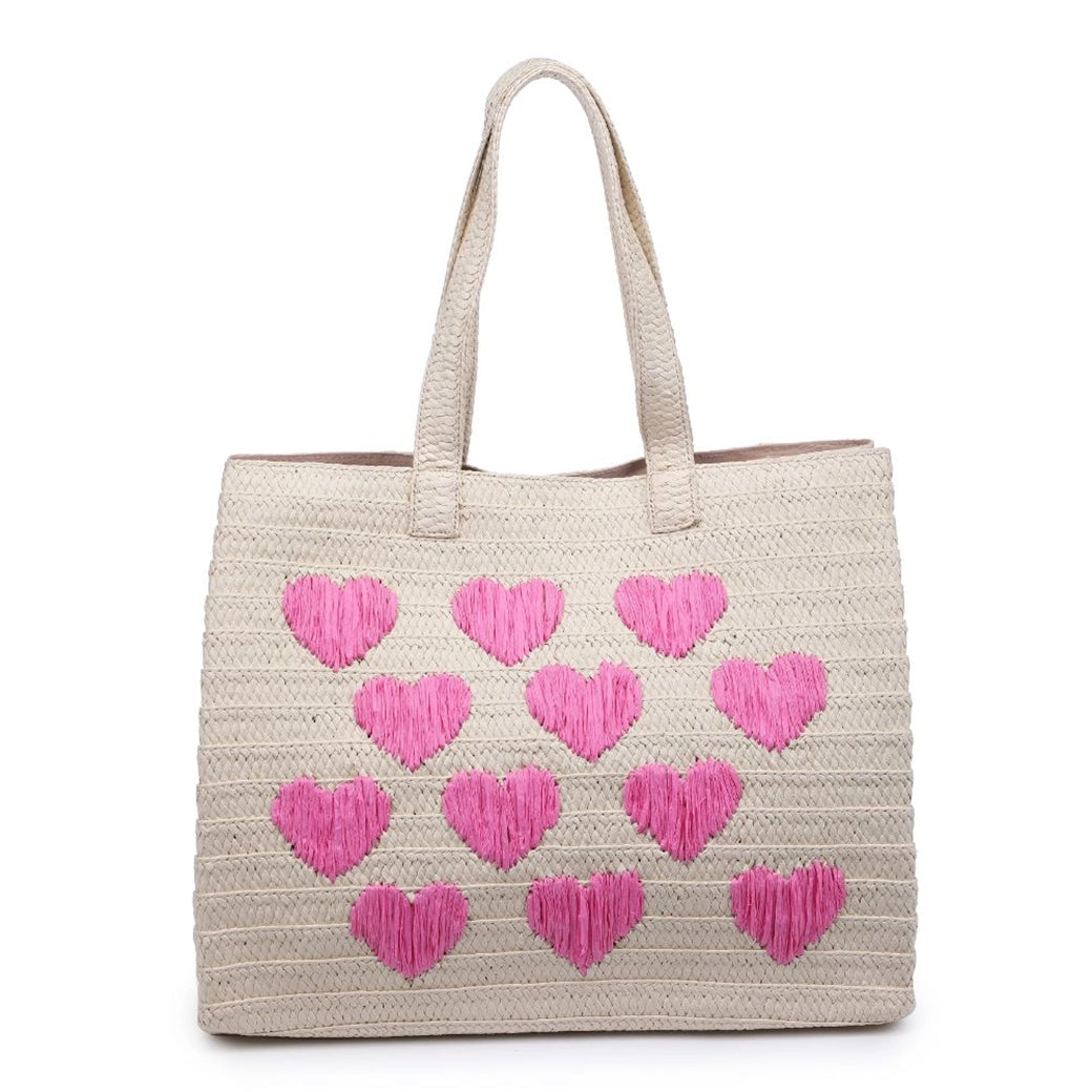 Francine Woven Straw Heart Tote | Urban Expressions