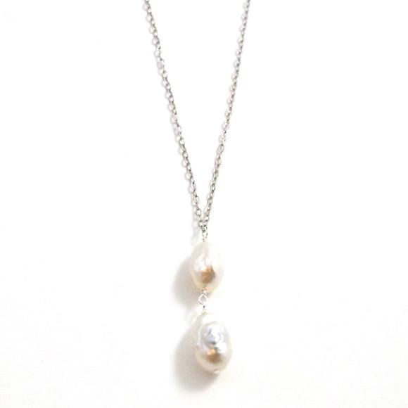 Kiri Double Pearl Pendant Necklace | FYB Jewerly