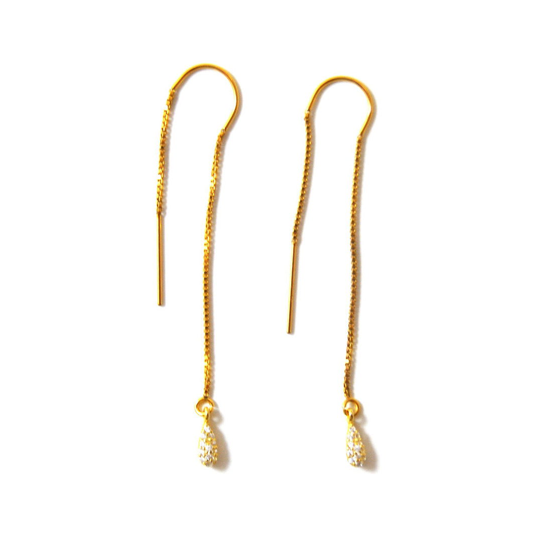 Kiri Threader Earrings with CZ Gold Accent | FYB Jewerly