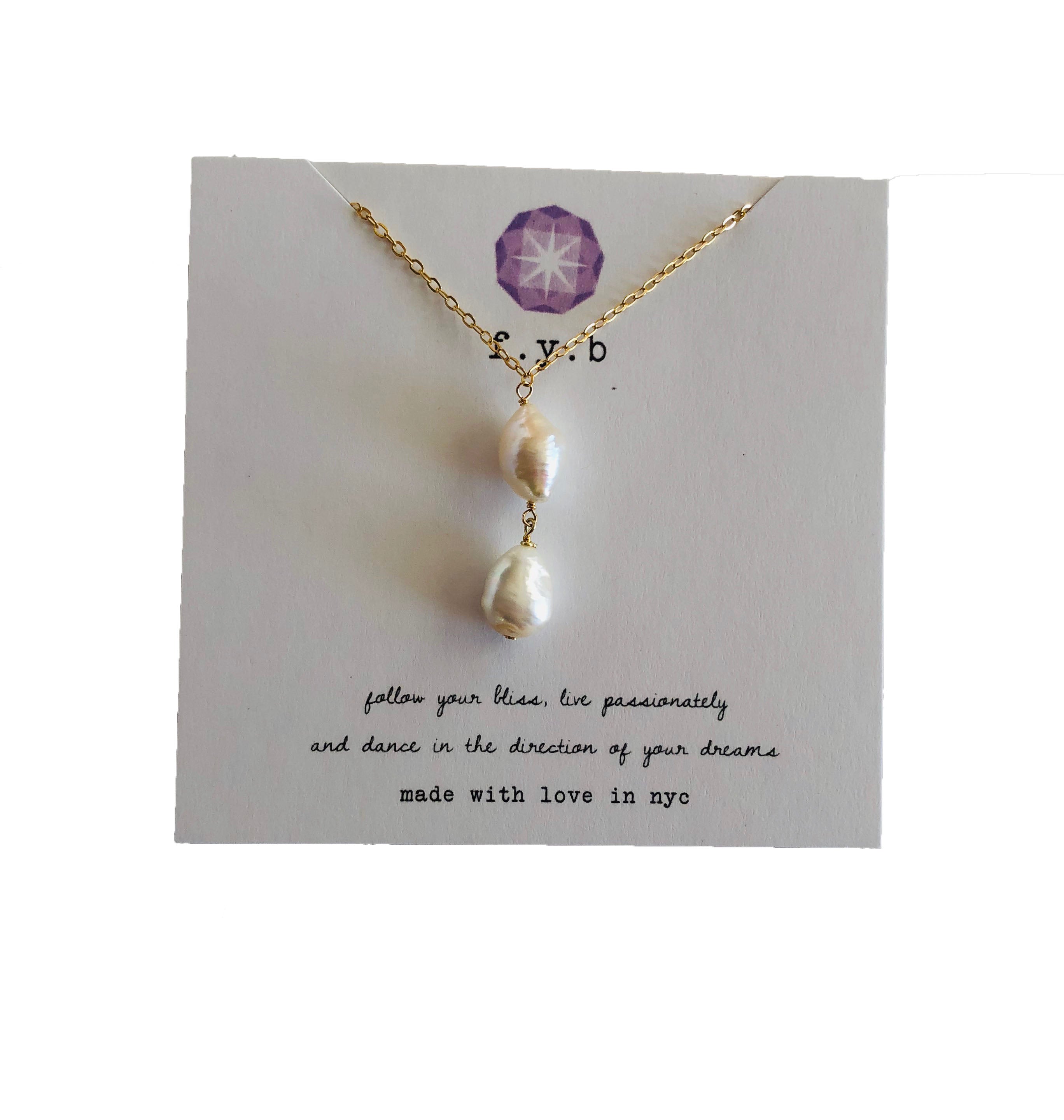 Kiri Double Pearl Pendant Necklace | FYB Jewerly