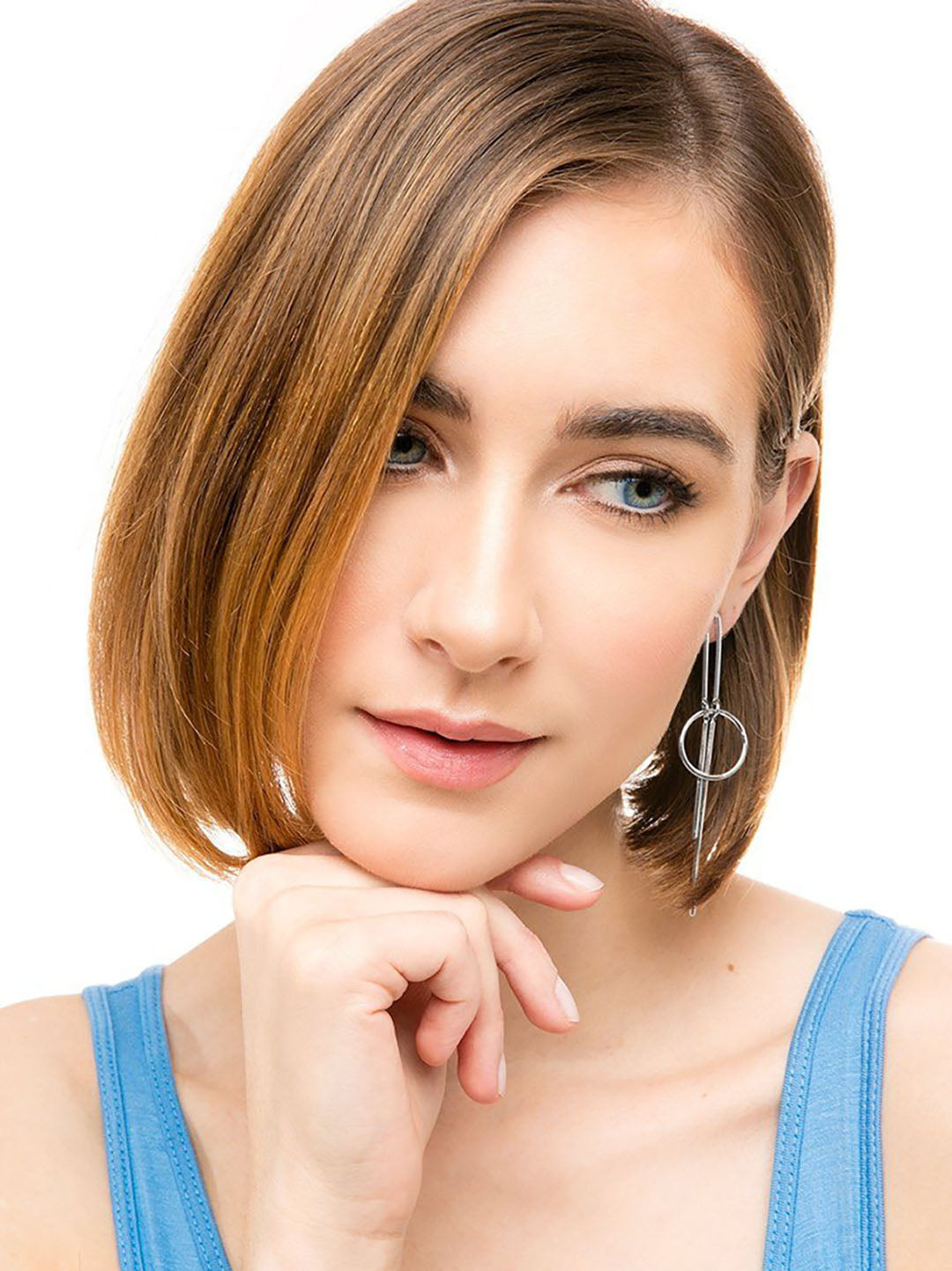 Silver Geometric Metal Drop Earring / ZENZII