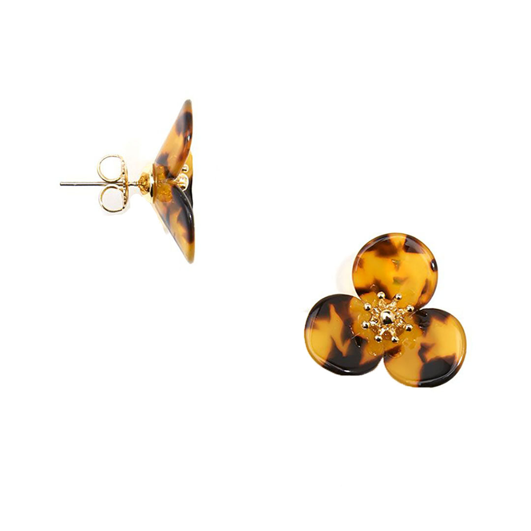 Tortoise Lotus Stud Earring | ZENZII