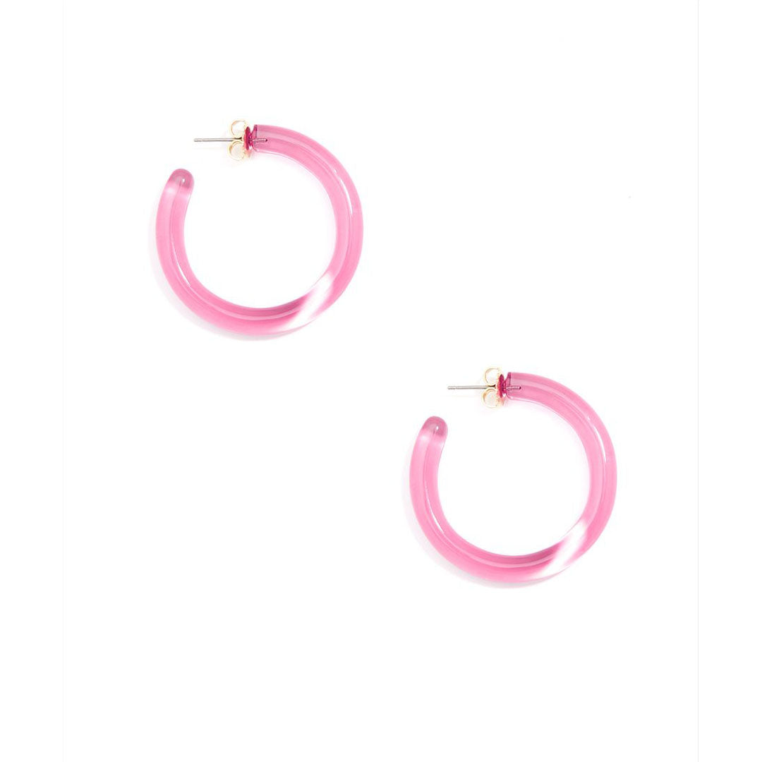 Hot Pink Classic Lucite Hoop Earrings