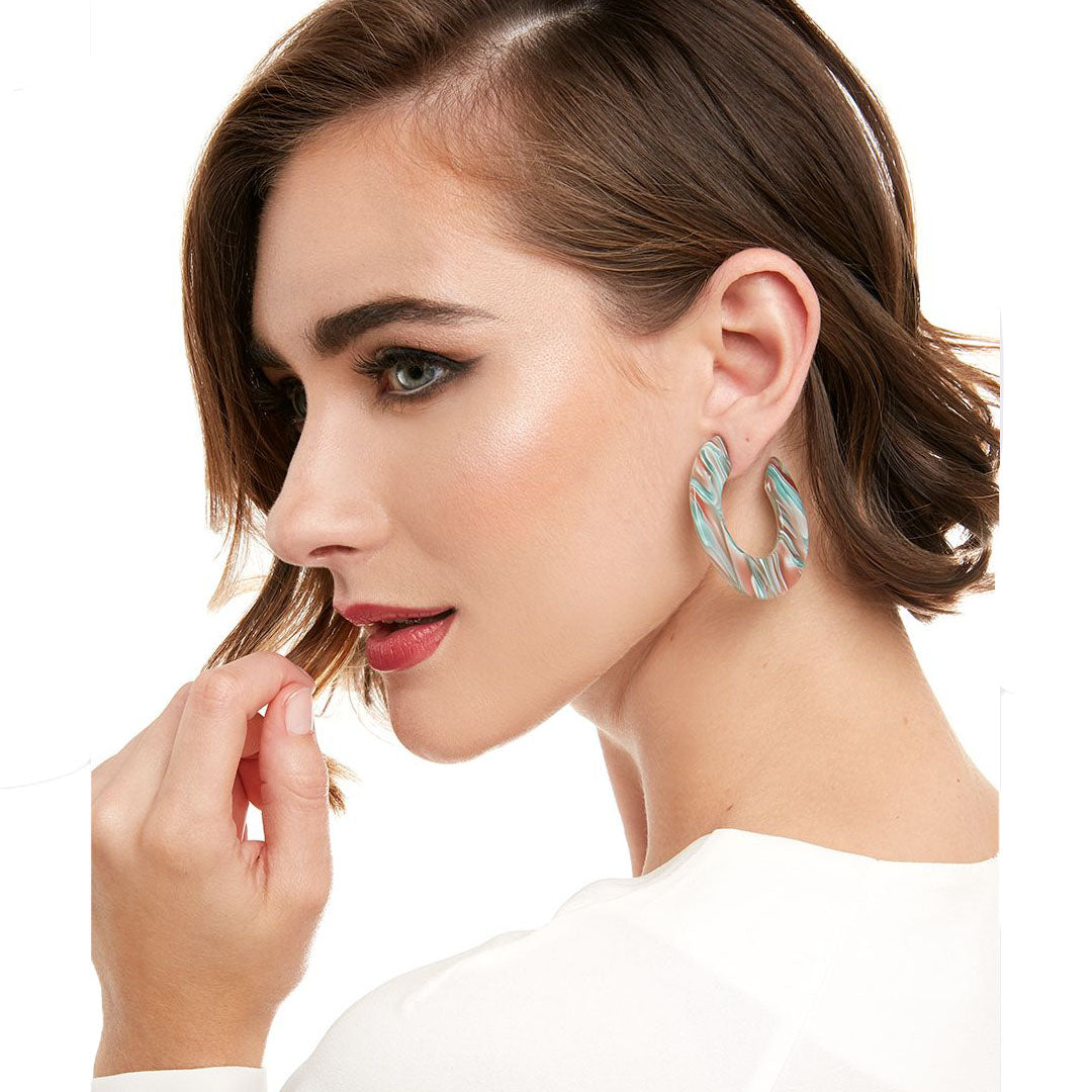 Tortoise Flat Hoop Earring