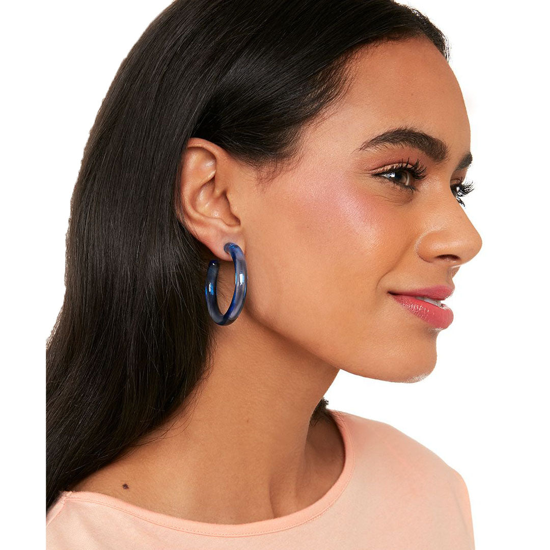 Colbalt Classic Lucite Hoop Earrings | ZENZII