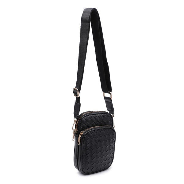 Celeste Black Woven Multi Compartment Crossbody | Urban Expressions