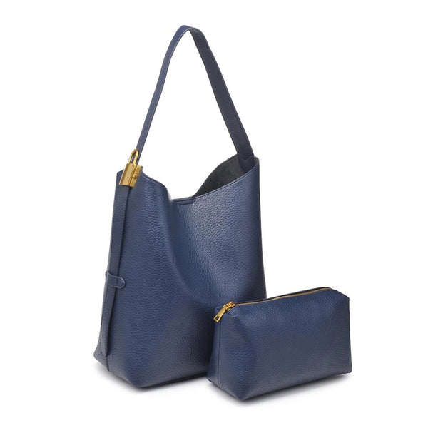 Matty Pebbled Vegan Leather Hobo – Midnight Blue | Urban Expressions