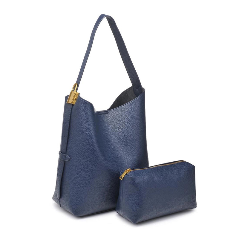 Matty Pebbled Vegan Leather Hobo – Midnight Blue | Urban Expressions