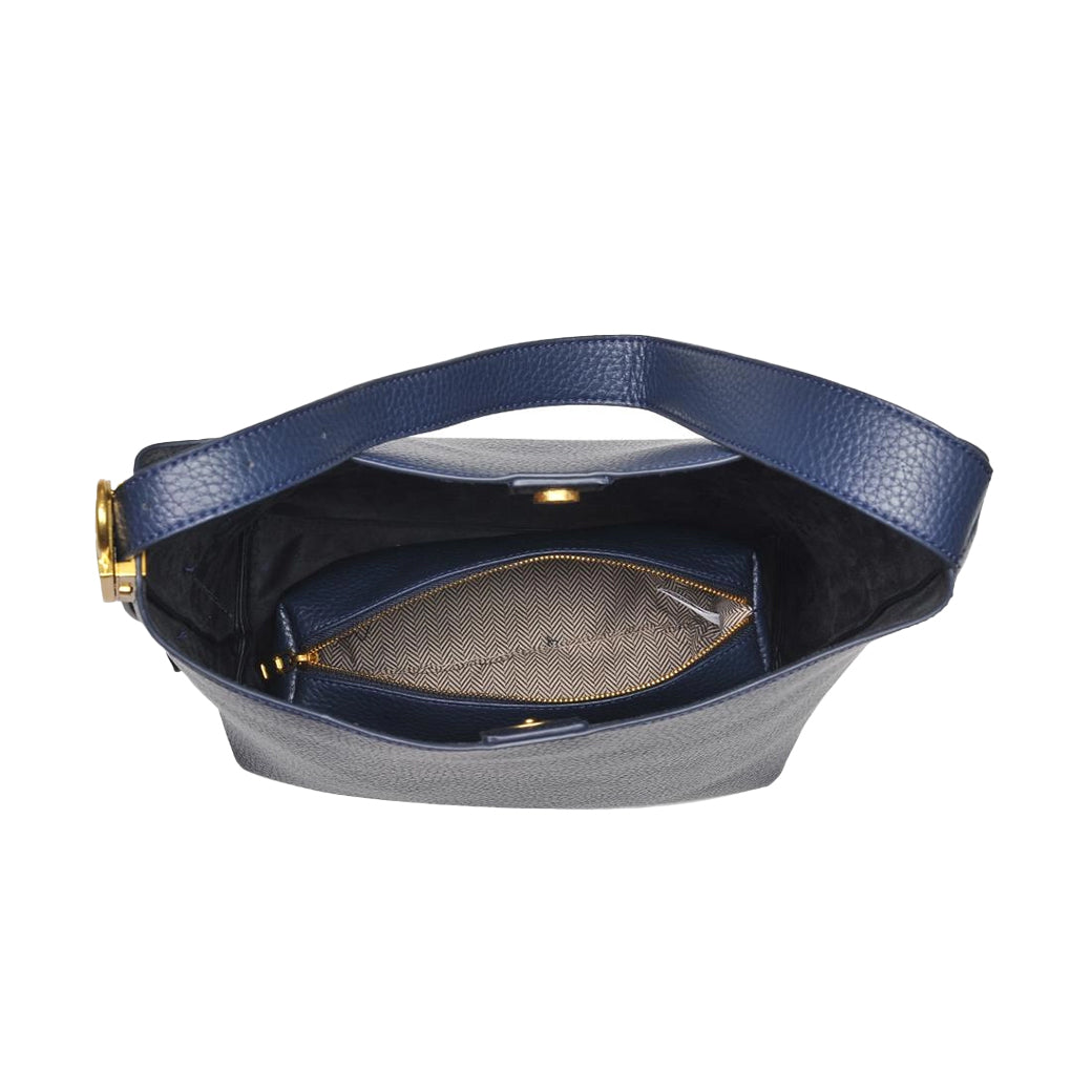 Matty Pebbled Vegan Leather Hobo – Midnight Blue | Urban Expressions