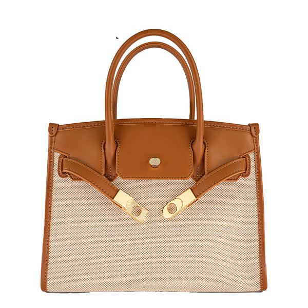The Heritage Carryall – Canvas & Vegan Leather Structured Tote Bag