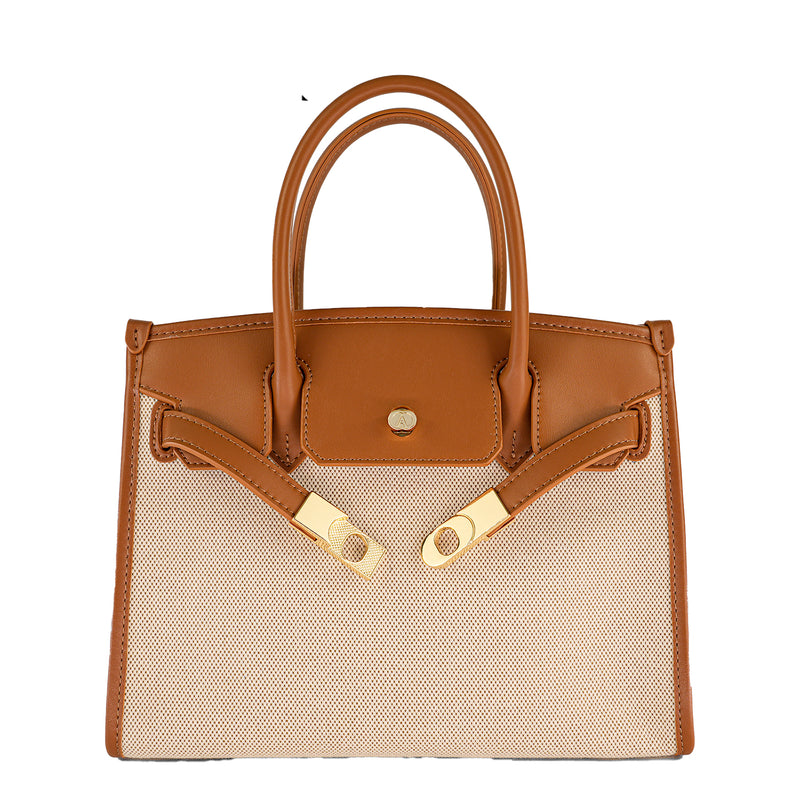 The Heritage Carryall – Canvas & Vegan Leather Structured Tote Bag
