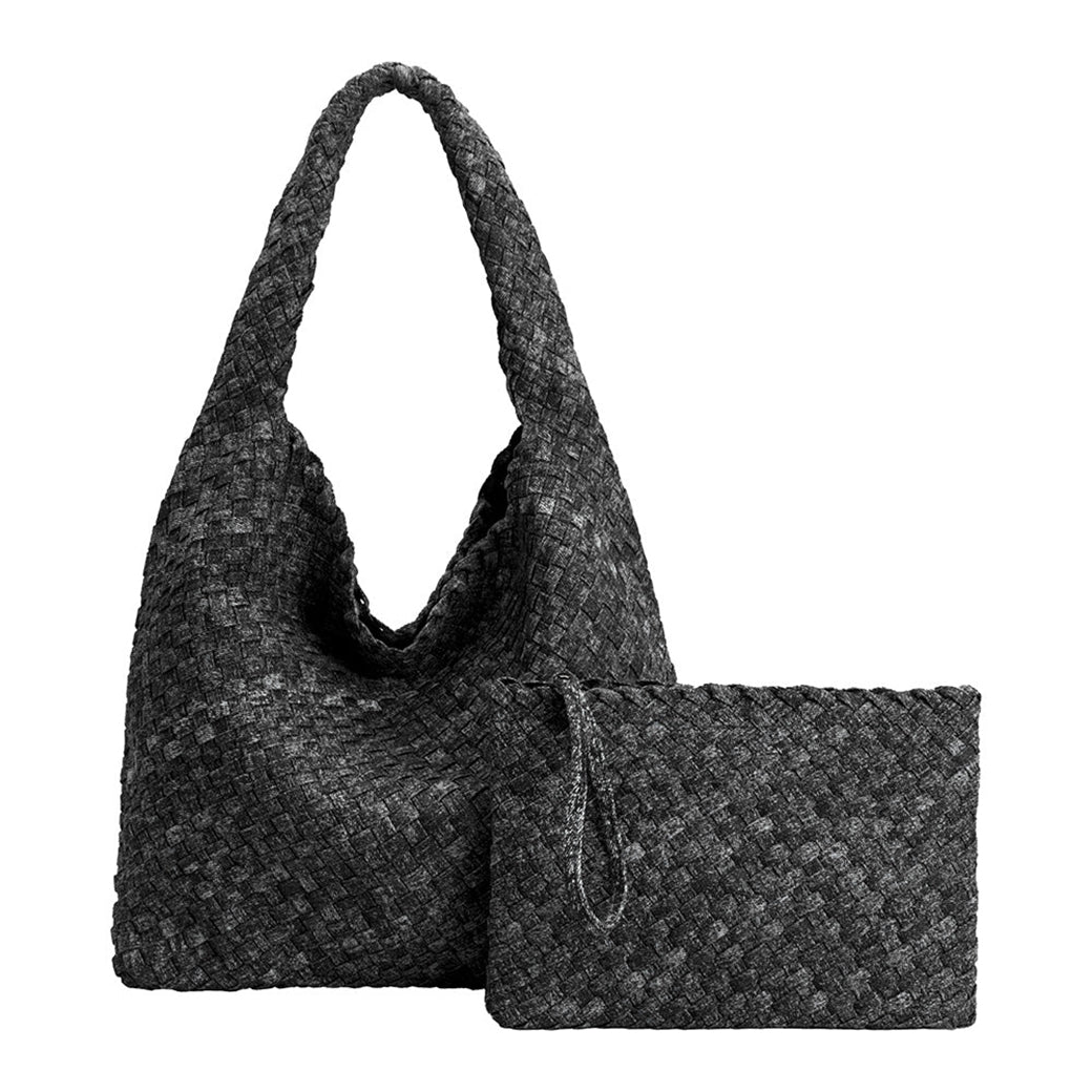 Johanna Black Denim Large Shoulder Bag | Melie Bianco
