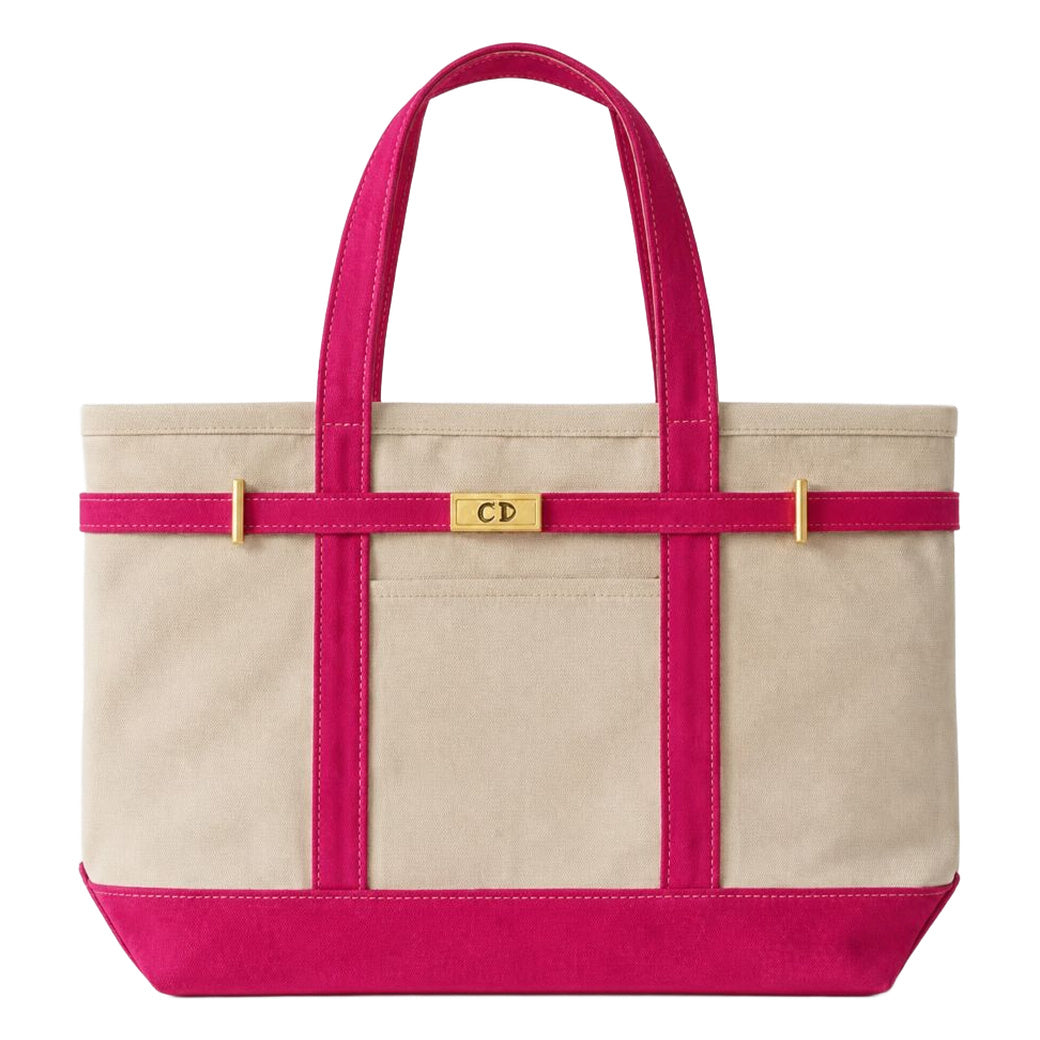 Canvas Boat Tote Hot Pink Trim Collapsible Carryall